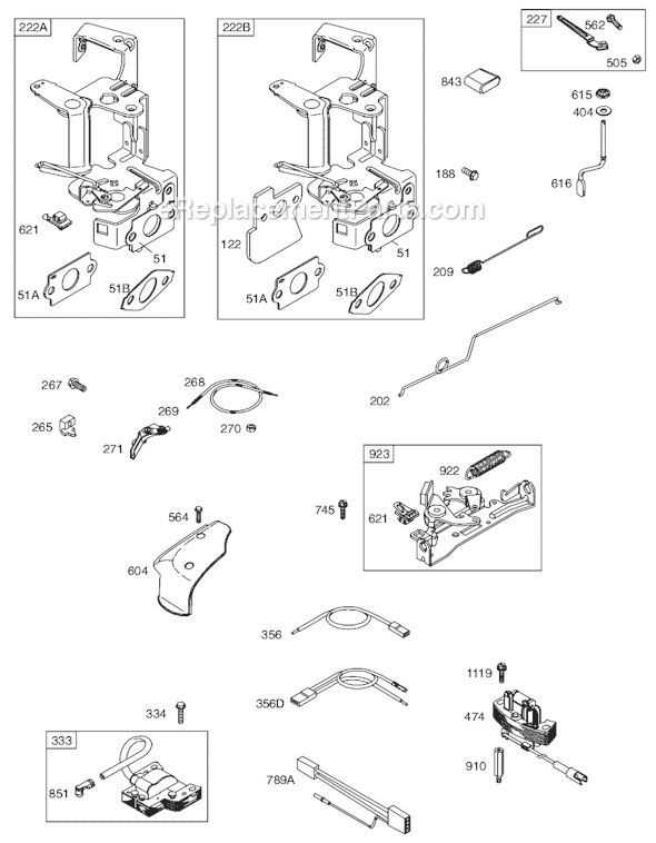 Page D Diagram and Parts List for 12D600SERIES 0015-0119 Briggs and Stratton Engine